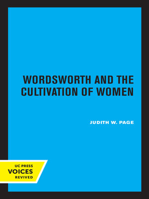 cover image of Wordsworth and the Cultivation of Women